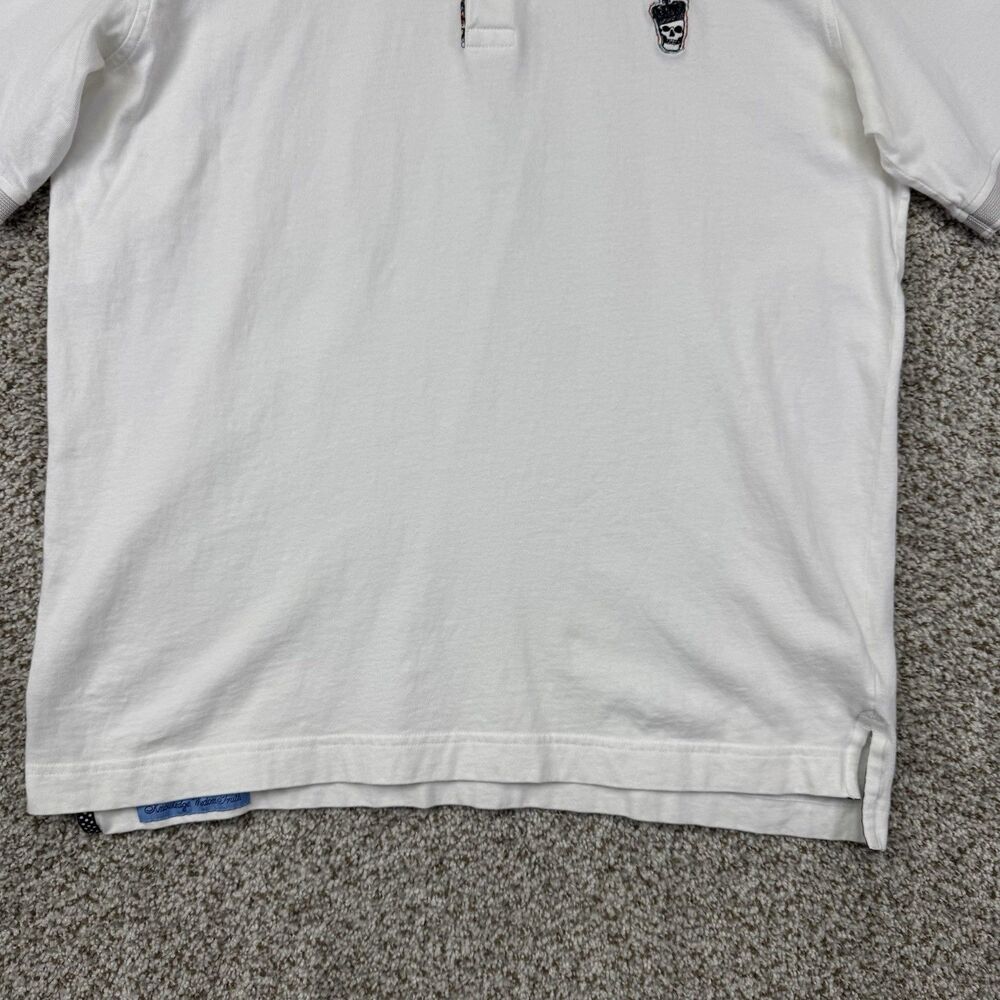 Robert Graham Polo Shirt Men's Large White Classic Fit Embroidered Skull‎ Crown - Picture 6 of 15